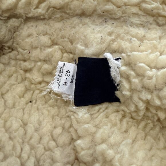 Vintage 70s Mens Sears Roebucks Denim Sherpa Lined Trucker Jacket Size 42R USA - Picture 12 of 13